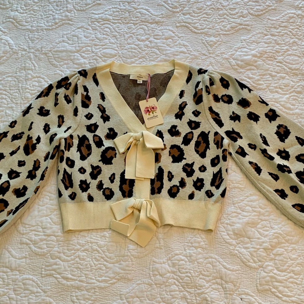 Cream and Brown Leopard Cardigan